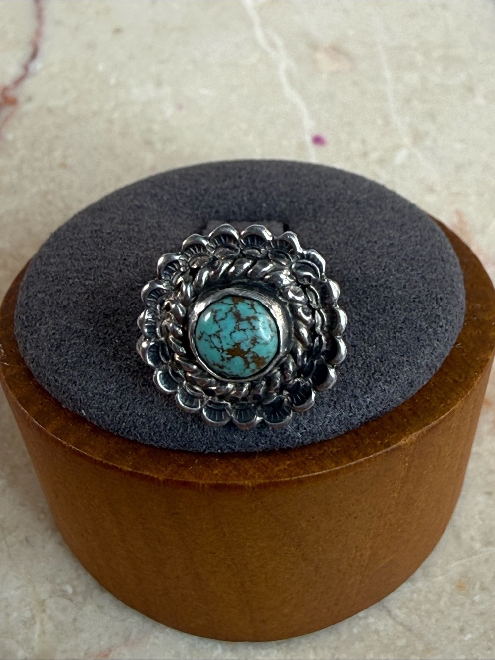 925 Sterling Turquoise Stone Floral Silver Single Earring